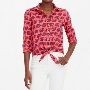 J.Crew Factory Elephant Tie Front Woven Top